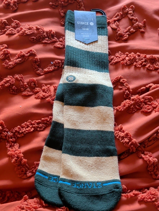 Stance Other - Stance Striped Crew Socks in Green and Cream
